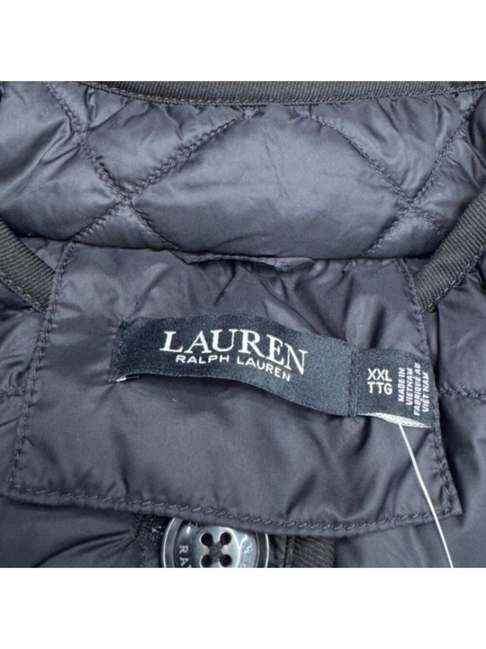 NWT Lauren Ralph Lauren Women's Black Diamond-Quilted Mockneck Jacket, Size XXL - Picture 7 of 9